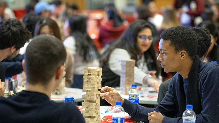 Students gathered for game night