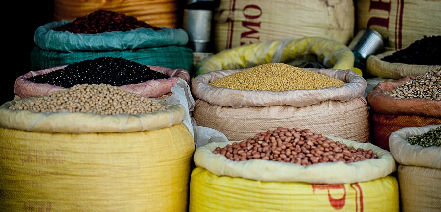 Large sacks of beans.