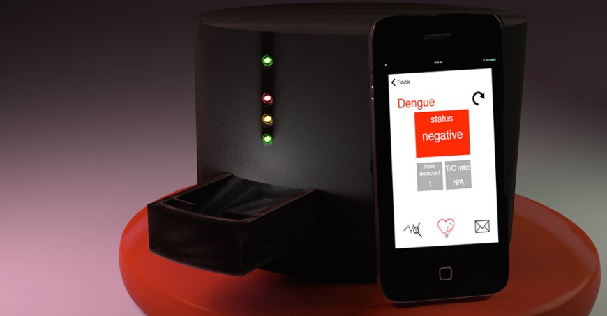 FeverPhone smartphone leaning on black box that powers app