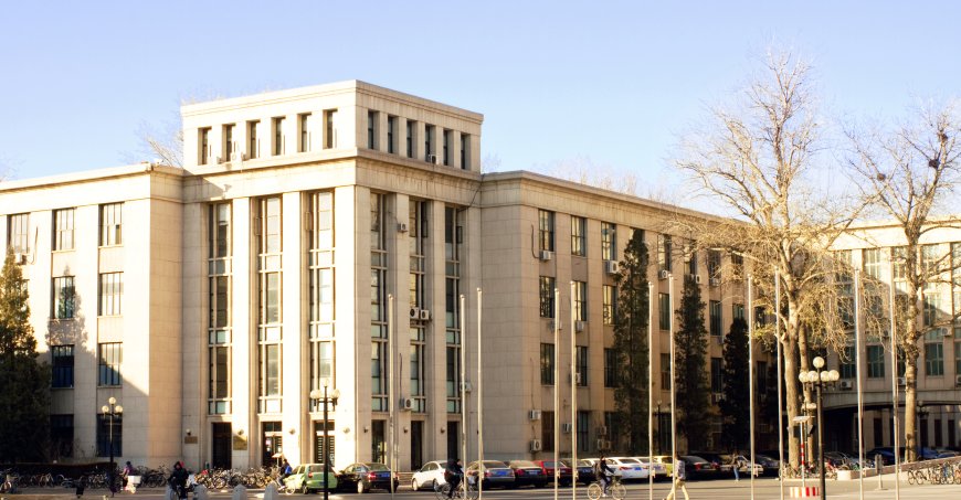 Landscape of Tsinghua University Campus in winter, China.
