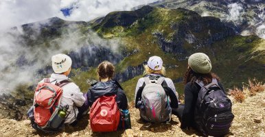Four students studying abroad in Ecuador