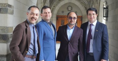 Event speakers outside the law school.