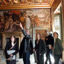 Faculty member leading students in Rome