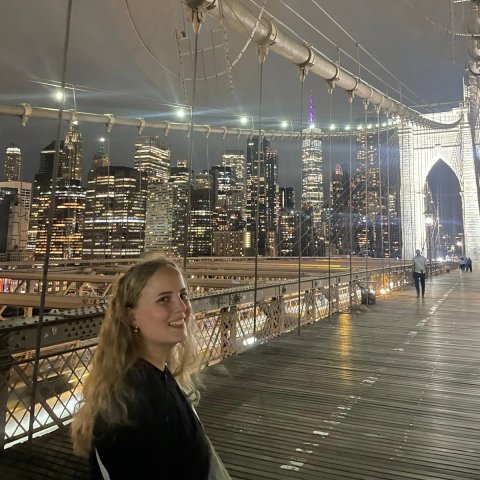 Sarah Cechnika on a New York City bridge.